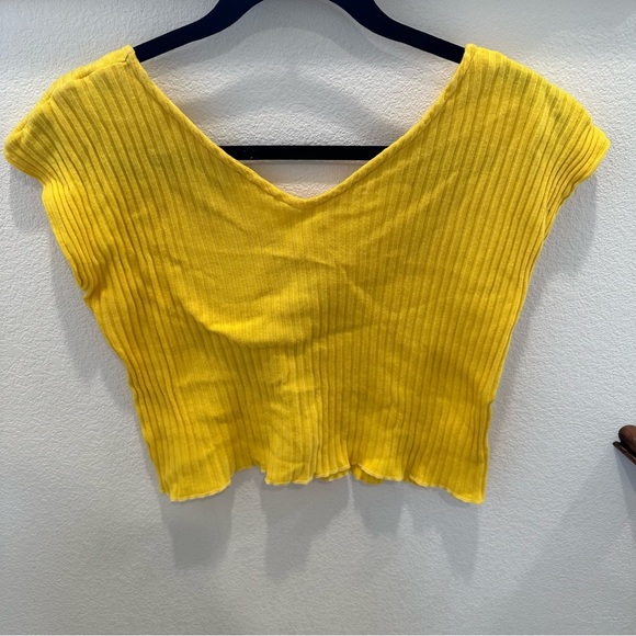 Yellow crop top 100% cotton size M - Picture 2 of 3